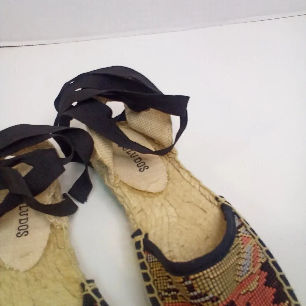 Soludos Ankle Tie Espadrille Women 5 Aztec Pattern